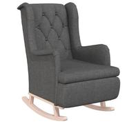 Sillón Con Patas Mecedoras Madera Caucho Terciopelo Gris Oscuro Vidaxl