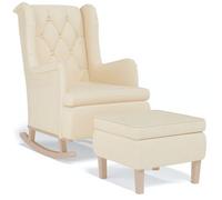 Sillón Con Patas Mecedoras Y Taburete De Tela Color Crema Vidaxl