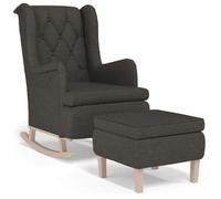 Sillón Con Patas Mecedoras Y Taburete De Tela Gris Oscuro Vidaxl