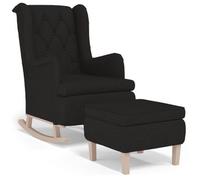 Sillón Con Patas Mecedoras Y Taburete De Tela Negro Vidaxl