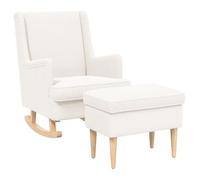 Sillón Con Pouf 2 Uds. Crema Bouclé Vidaxl