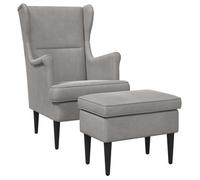 vidaXL Sillón con reposapiés, 2 unidades, color gris claro, tapizado en terciopelo