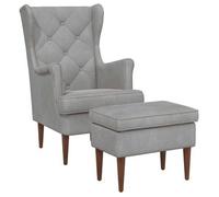 Sillón Con Pouf 2 Uds. Gris Claro Terciopelo Vidaxl