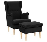 Sillón Con Pouf 2 Uds. Negro Bouclé Vidaxl