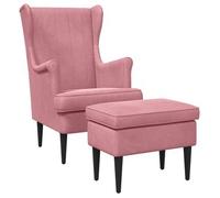 Sillón Con Pouf 2 Uds. Rosa Terciopelo Vidaxl