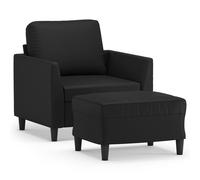 Sillón con reposapiés de la marca vidaXL, color negro, 60 cm, tapizado en cuero sintético