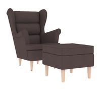 Sillón Con Reposapiés De Tela Marrón Oscuro Vidaxl