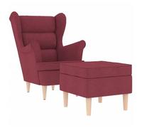 Sillón Con Reposapiés De Tela Rojo Tinto Vidaxl