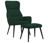 Sillón con reposapiés marco de metal de tela verde oscuro | Tejido suave, marco estable, reposabrazos cómodos, reposapiés flexible, relajación en casa
