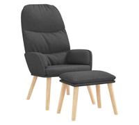 Sillón con reposapiés tela gris oscuro marco de metal caucho madera | Marco de metal estable, patas de madera de caucho, tela transpirable, reposabrazos cómodos, reposapiés flexible