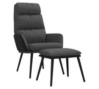 Sillón con reposapiés Tela gris oscuro y piel sintética | Marco de metal estable y madera contrachapada, tela transpirable, reposabrazos cómodos, reposapiés independiente