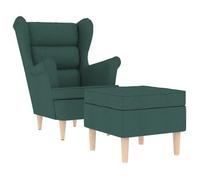 Sillón Con Reposapiés Tela Verde Oscuro Vidaxl
