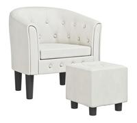 Sillón Con Taburete Cuero Sintético Blanco Vidaxl