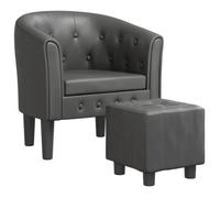 Sillón Con Taburete Cuero Sintético Gris Vidaxl