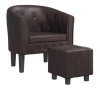 vidaXL Sillón con Taburete, Silla con Respaldo Reposabrazos, Butaca de Relax Descanso TV, Asiento para Salón Oficina, Cuero Sintético Marrón