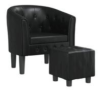 vidaXL Sillón con Taburete Cuero sintético Negro