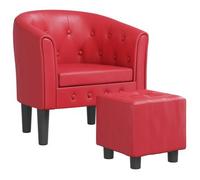 Sillón Con Taburete Cuero Sintético Rojo Vidaxl