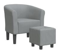 Sillón Con Taburete Tela Gris Claro Vidaxl