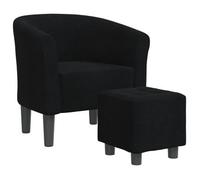 Sillón Con Taburete Tela Negra Vidaxl