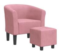 Sillón Con Taburete Terciopelo Rosa Vidaxl