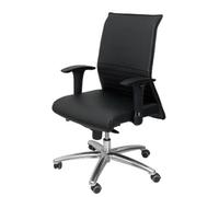 Sillón Confidente Ergonómico Para Visitas Con Mecanismo Sincro Y Regulable En Altura Asiento Y Respaldo Tapizados En Piel Color Negro Piqueras Y Crespo Modelo Albacete Confidente