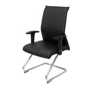 Sillón Confidente Ergonómico Para Visitas Con Patín Cromado Asiento Y Respaldo Tapizados En Piel Color Negro Piqueras Y Crespo Modelo Albacete Confidente Patín