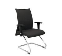 Sillón Confidente Ergonómico Para Visitas Con Patín Cromado Asiento Y Respaldo Tapizados En Tejido Bali Color Negro Piqueras Y Crespo Modelo Albacete Confidente Patín