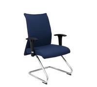 Sillón Confidente Ergonómico Para Visitas Con Patín Cromado Asiento Y Respaldo Tapizados En Tejido Bali Color Azul Marino Piqueras Y Crespo Modelo Albacete Confidente Patín