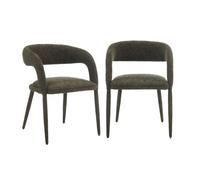 Sillón contemporáneo de tela, set de 2 verde kaki - 57.5x58x77.5 cm