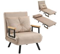 Sillón convertible HOMCOM de 1 plaza, sillón-cama 3 en 1 con cojín ajustable de 5 posiciones, asiento acolchado