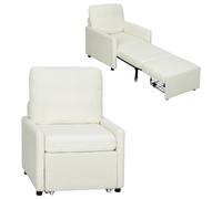 Sillón convertible HOMCOM de 1 plaza, sillón-cama en tejido Teddy-Polar con almacenamiento oculto, asiento ancho y acolchado, bolsillos laterales