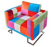 Sillón Cubo Con Diseño De Retales Tela Patchwork Patas Cromadas Vidaxl
