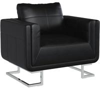 Sillón cubo con patas cromadas, sillón moderno para sala de estar tapizado en una mezcla de cuero sintético y tela, sillón tipo club con cojín, ideal para salones y oficinas, dimensiones: 85,5 x 63 x