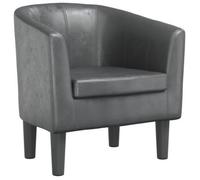 vidaXL Sillón de club tapizado en cuero sintético, gris