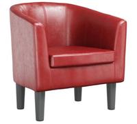 vidaXL Sillón de club cuero sintético rojo tinto