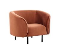 Sillón Curvo Moderno Art Deco Patas Negras Terciopelo Naranja Loen