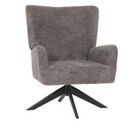 Sillón de cóctel tapizado reclinable giratorio tejido chenilla gris oscuro 04_0006397