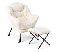 Sillón de Costway con reposapiés, sillón reclinable con reposabrazos, bolsillo lateral y reposapiés, sillón de relax, sillón de televisión, sillón orejero, color beige