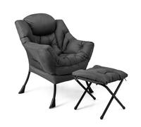 Sillón de Costway con reposapiés, sillón reclinable con reposabrazos, bolsillo lateral y reposapiés, sillón de relax, sillón de televisión, sillón orejero, color gris