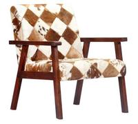 Sillón De Cuero Auténtico De Cabra Blanco Y Marrón Vidaxl