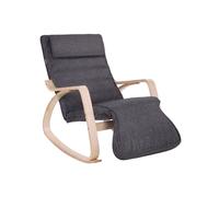 SONGMICS Mecedora, Sillón Tumbona, Madera de Abedul, Reposapiés Ajustable, Funda Desmontable y Lavable, Capacidad de Carga de 150 kg, 67 x 125 x 91 cm, Gris Oscuro LYY42GYZ