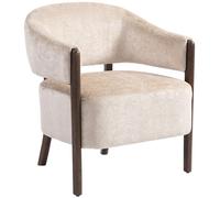 Sillón de estar HOMCOM, sillón con apariencia de chenilla, sillón reclinable con patas de madera, color beige