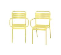 Sillón de jardín bistró de acero, set de 2, amelia, amarillo, 50.4x53x79.5 cm