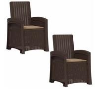 Sillón De Jardín Reclinable Imitación Ratán 2 Pcs Marrón Y Topo Vidaxl
