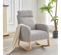 Sillón de lactancia para habitación infantil, mecedora acolchada Teddy con respaldo alto de 66 cm, mecedora moderna para sala de estar, dormitorio, lectura, gris