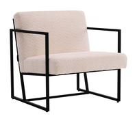 Sillón de metal "kennedy" con tela bouclette - 73. 5 x 75.5 x 81 cm - crema