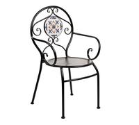 Sillón de mosaico y forja negro 58x54x88h cm
