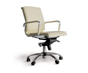 Sillón De Oficina Ergonómico Confidente/espera Con Mecanismo Basculante Multiposición Y Regulable En Altura Asiento Y Respaldo Tapizados En Similpiel Color Crema Piqueras Y Crespo Modelo Alcaraz