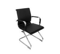Sillón De Oficina Ergonómico Confidente/espera Con Patín Cromado Asiento Y Respaldo Tapizados En Similpiel Color Negro Piqueras Y Crespo Modelo Alcaraz Patín