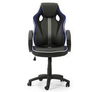 Sillón de Oficina VS Venta-Stock Hamilton Ajustable en Altura y Peso con Tapizado en Piel Sintética y Tela de Rejilla en Negro, Rojo o Azul Azul